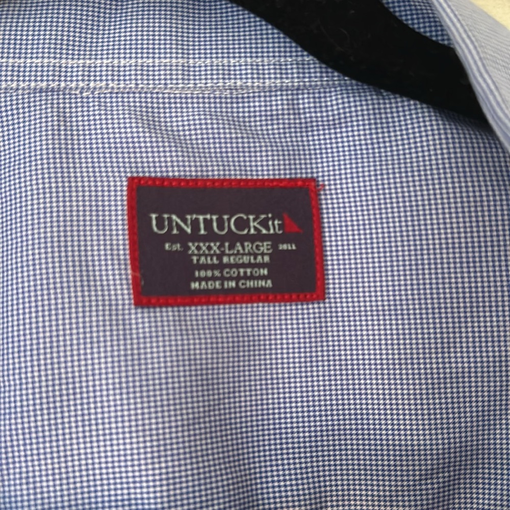 Blue checkered UntuckIt button down - Picture 2 of 3
